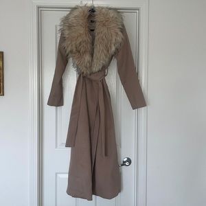Faux fur trim coat